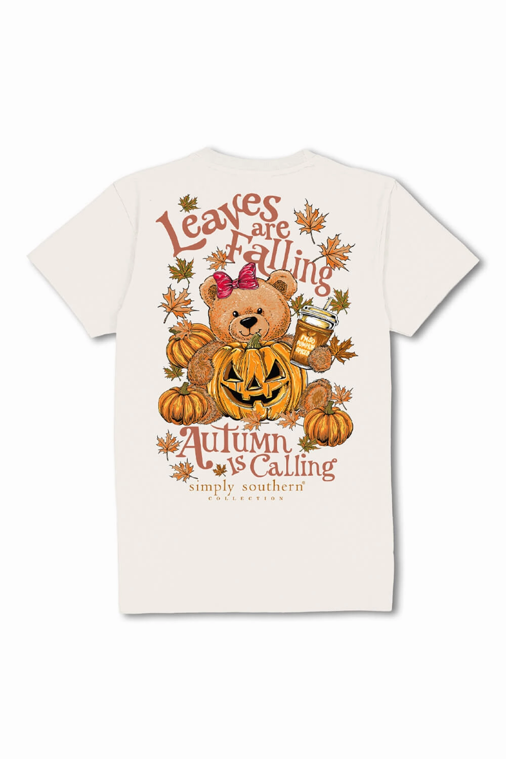 Simply Southern Plus Size Leaves Are Falling Autumn Is Calling T-Shirt for Women in Linen | EXT-SS-TEDDYFALL-LINEN Microfiber texture