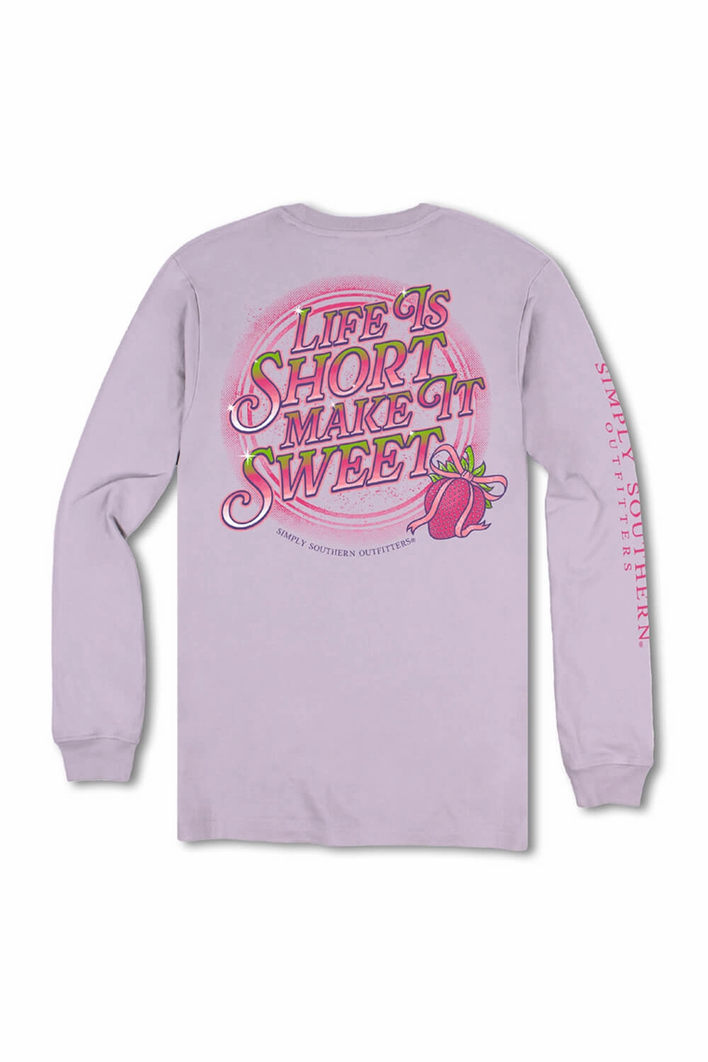 Simply Southern Plus Size Life Is Short Make It Sweet Long Sleeve T-Shirt for Women in Purple | EXT-LS-SWEET-WSTERIA Comfy Stretch Wear Outdoor Comfort Style