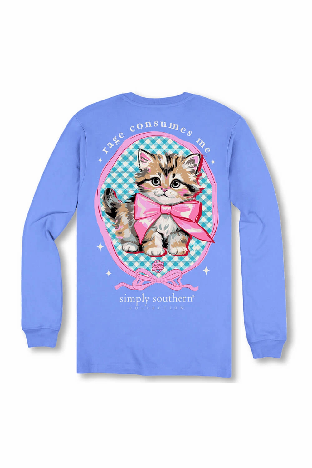 Casual Active Oeko Tex Certified Simply Southern Plus Size Rage Consumes Me Long Sleeve T-Shirt for Women in Blue | EXT-LS-RAGE-BALI