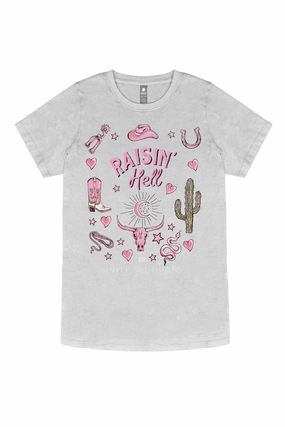 Simply Southern Plus Size Raisin?? Hell T-Shirt for Women in Washed Grey | EXT-SS-RSN-WSHSHDW Anti Odor Treatment Sporty Comfort