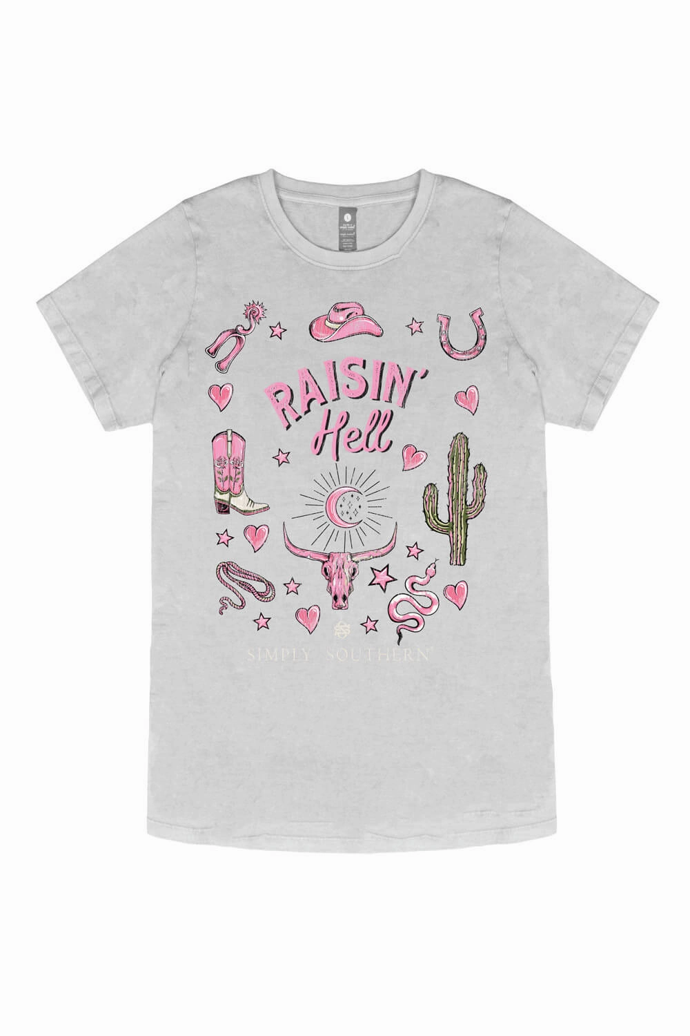 Simply Southern Plus Size Raisin?? Hell T-Shirt for Women in Washed Grey | EXT-SS-RSN-WSHSHDW Anti Odor Treatment Sporty Comfort