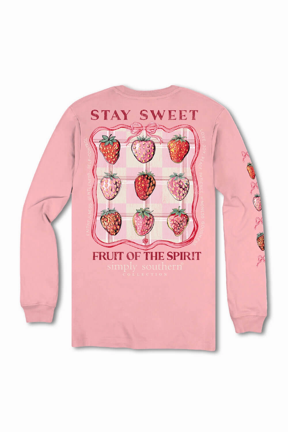 Simply Southern Plus Size Stay Sweet Long Sleeve T-Shirt for Women in Pink | EXT-LS-STAYSWT-TEAROSE crew neck Practical Design