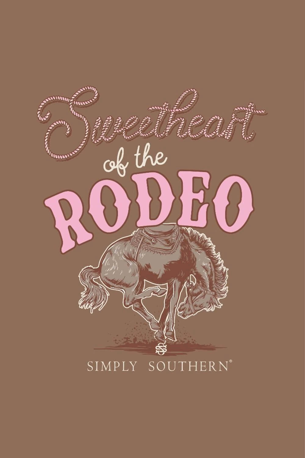 Simply Southern Sweetheart Of The Rodeo T-Shirt for Women in Washed Brown | SS-RODEO-WSHUMBR Cozy Apparel Reinforced Hems