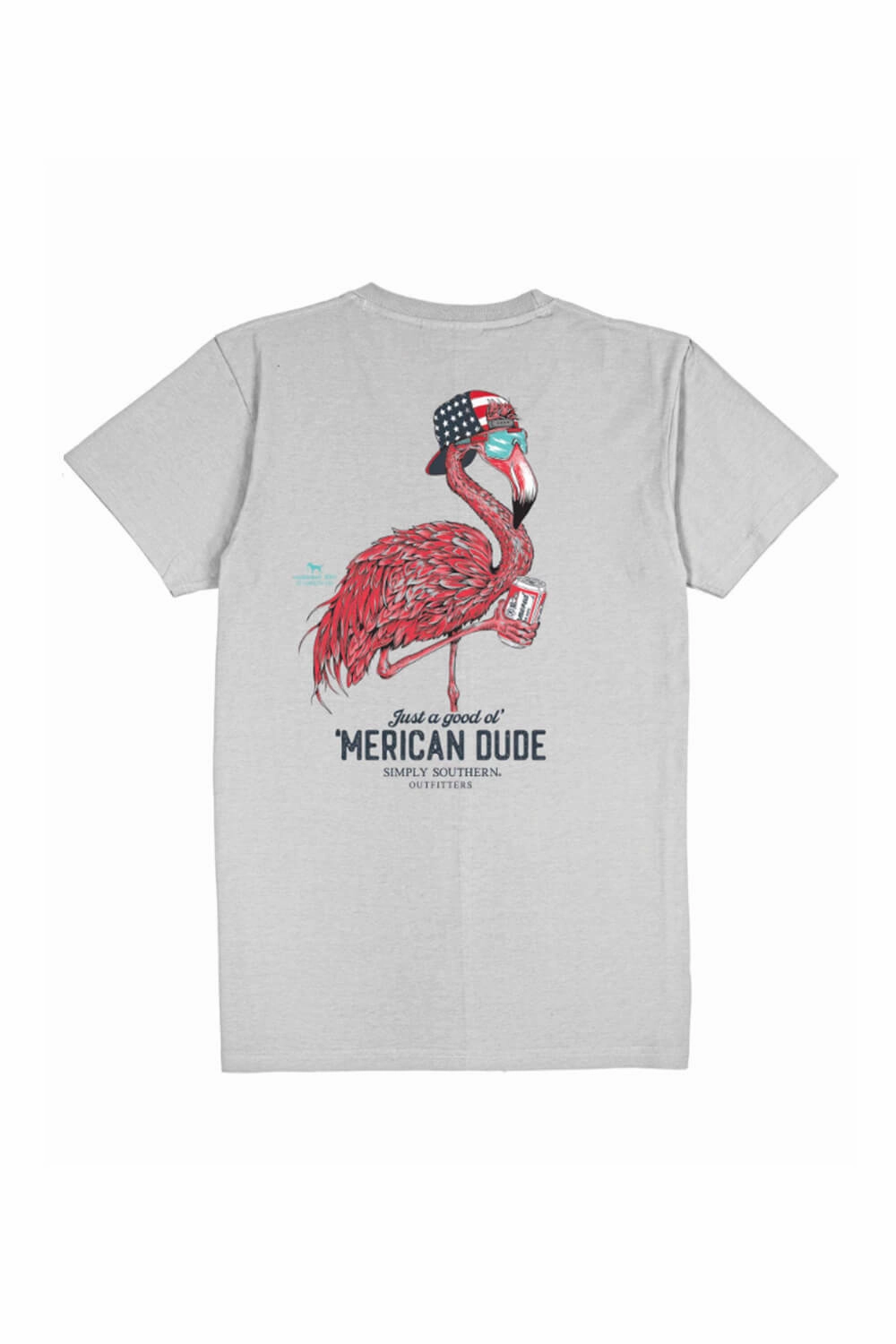 Active Layer Simply Southern USA Flamingo T-Shirt for Men in Grey | MN-SS-FLAMINGO-FOG