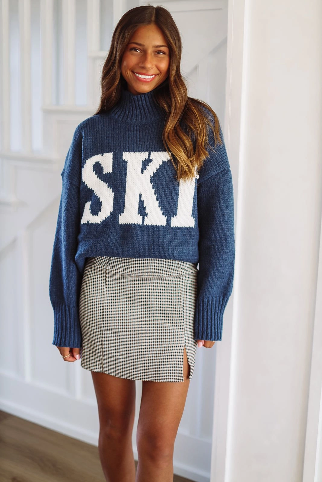 FrayResistant Fabric Ski Bum Sweater - Navy