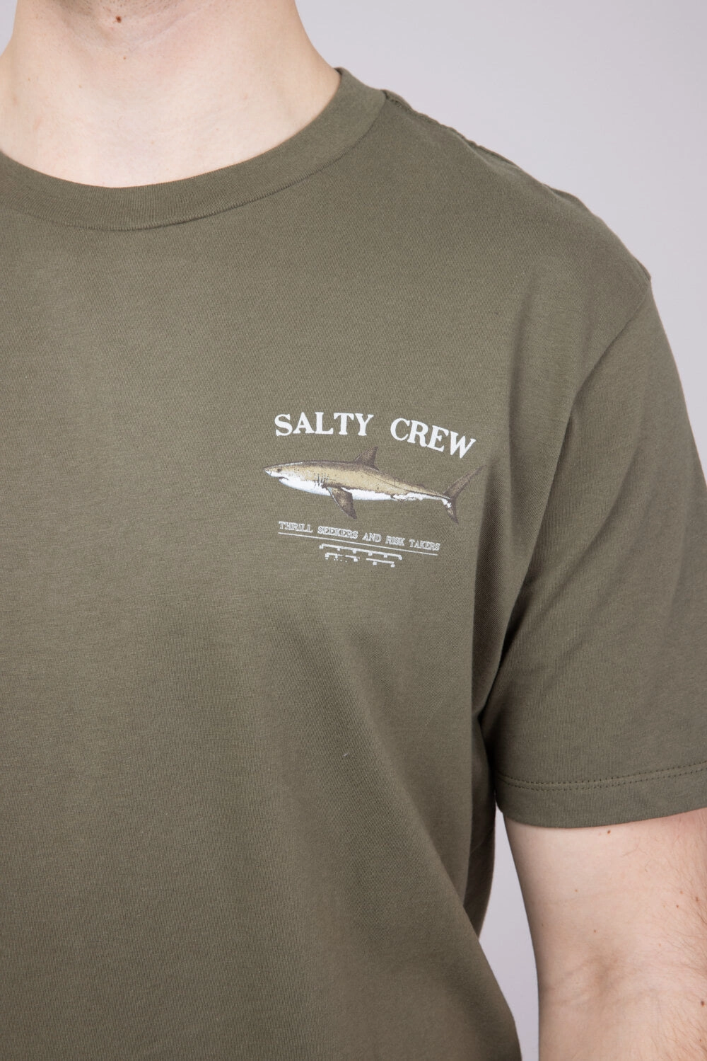 Salty Crew Bruce T-Shirt for Men in Dusty Olive | 20035067-DUSTY OLIVE Longline Hemline Minimalist Wear