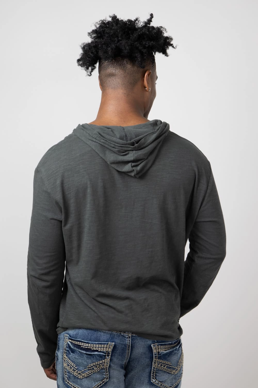 Athletic Comfort Wear Regular fit normality Slub Pullover Hoodie T-Shirt for Men in Charcoal | 8705-CHARCOAL