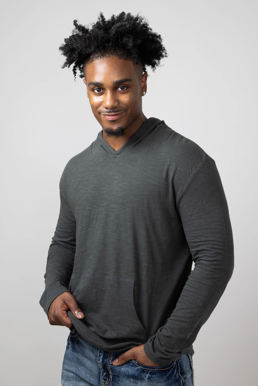 Slub Pullover Hoodie T-Shirt for Men in Charcoal | 8705-CHARCOAL Kids clothing