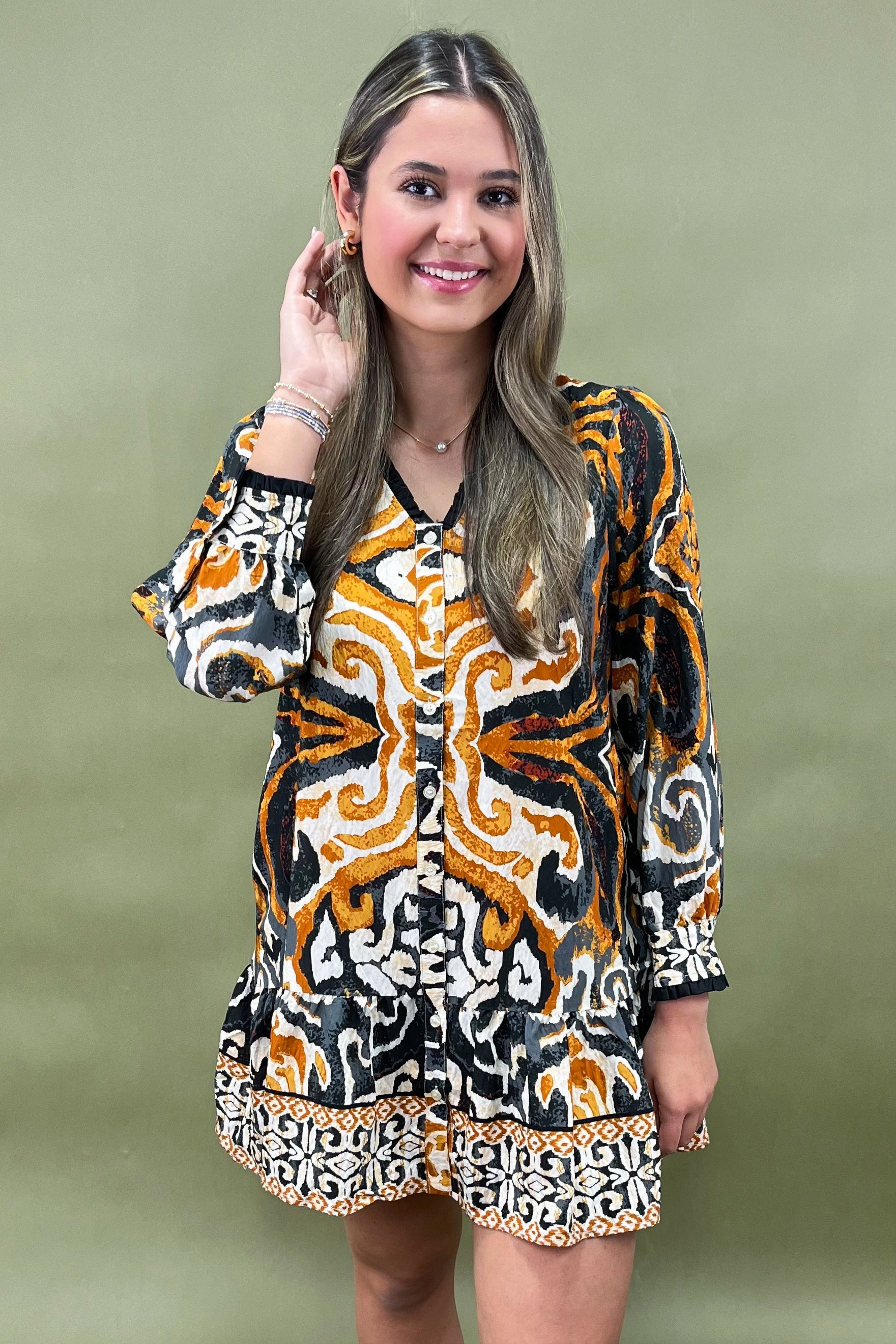 Chic Fit Wear Calm Finish Glowing Ember Printed Dress