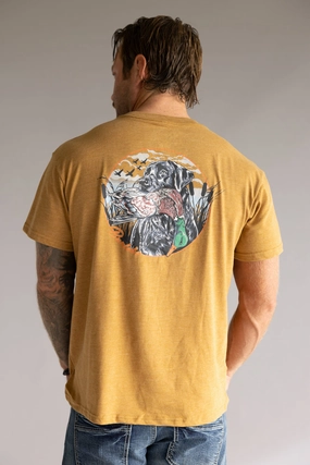 Wide Neck Opening Burlebo Duck and Dog T-Shirt for Men in Light Brown | SST-DKDG-LB-LIGHT BROWN