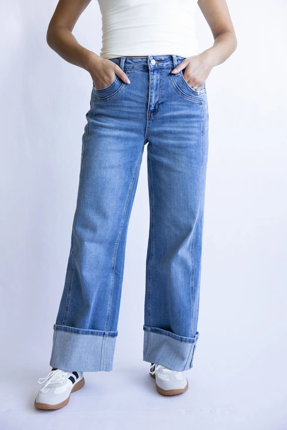 Flying Monkey High-Rise Baggy Wide Cuffed Jeans for Women | F5856 Selvedge Denim Weekend Warrior Festival Outfit Smooth
