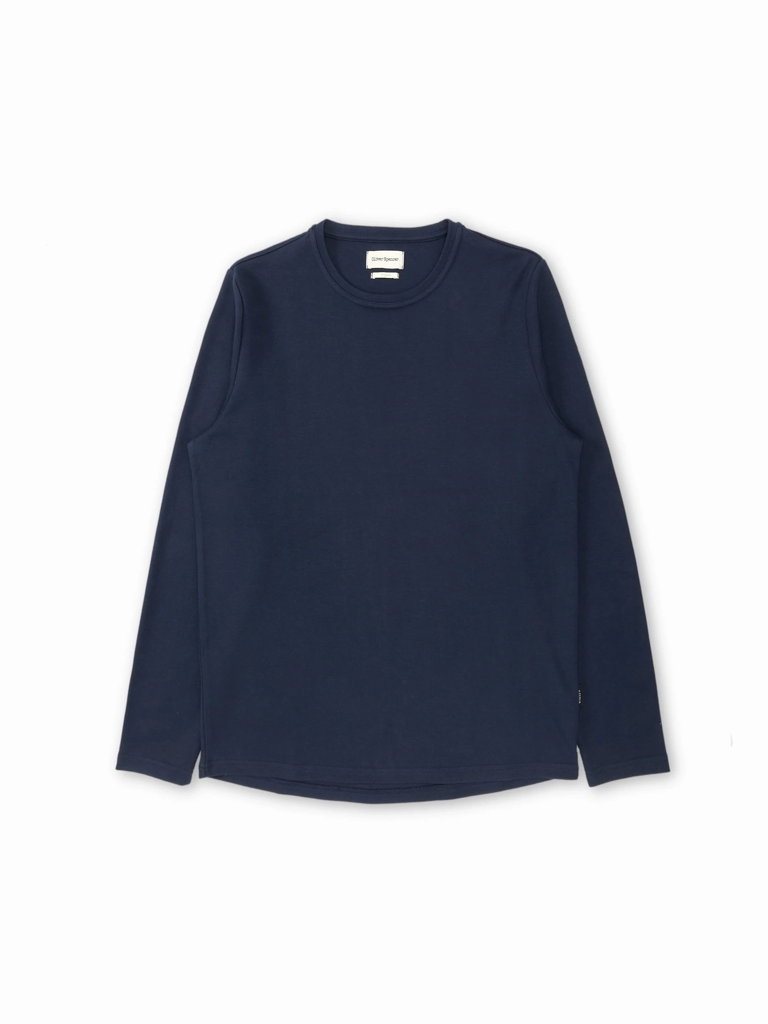Heavy Long Sleeve Plain T-Shirt Tavistock Navy Lace trim