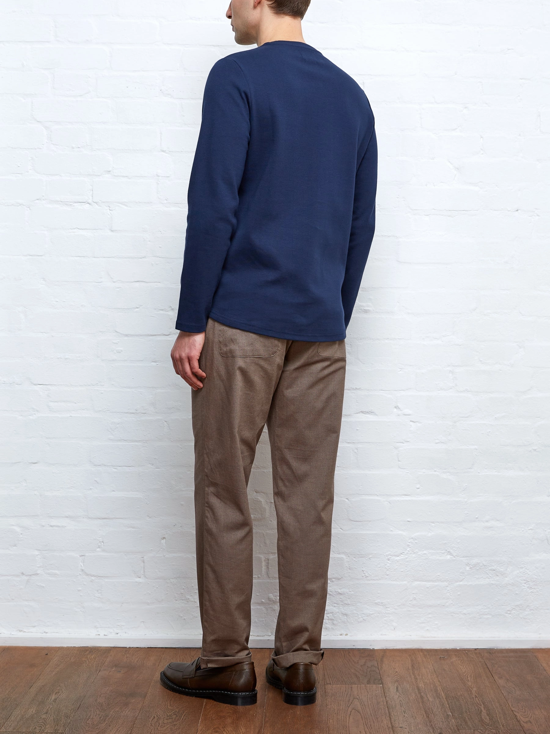 Heavy Long Sleeve Plain T-Shirt Tavistock Navy Cozy Layering