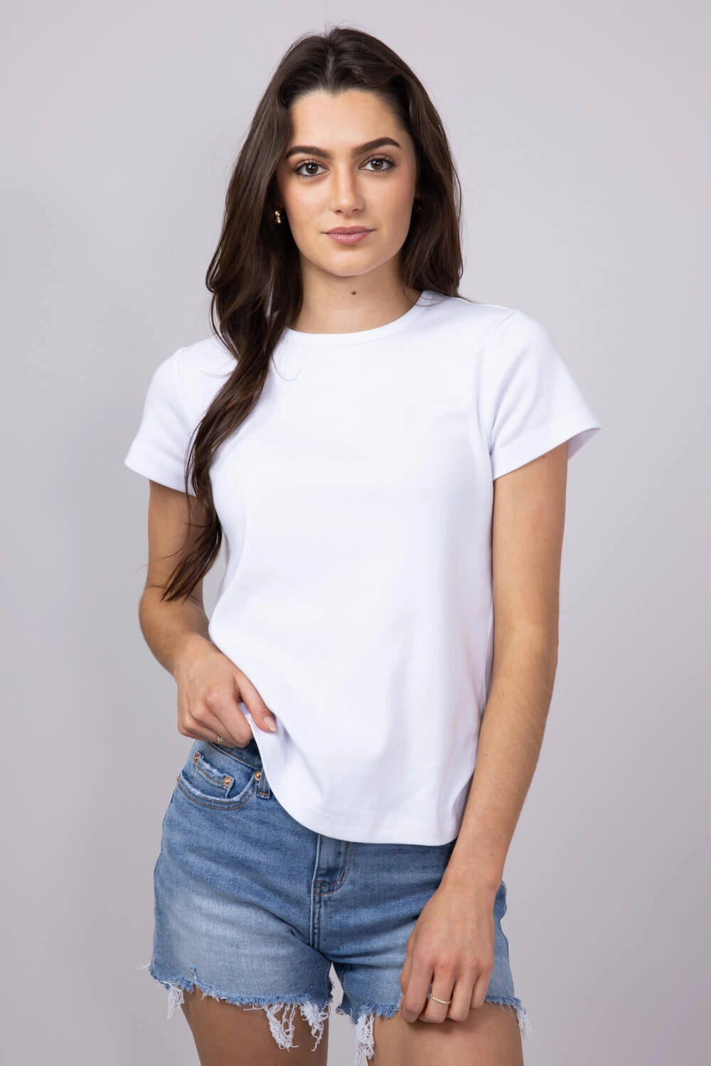 MultipurposeUse Thread & Supply Lexi Ribbed Knit T-Shirt for Women in White | T2666SFRTS-WHITE
