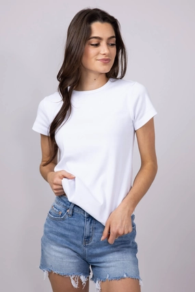 Thread & Supply Lexi Ribbed Knit T-Shirt for Women in White | T2666SFRTS-WHITE Slim Style
