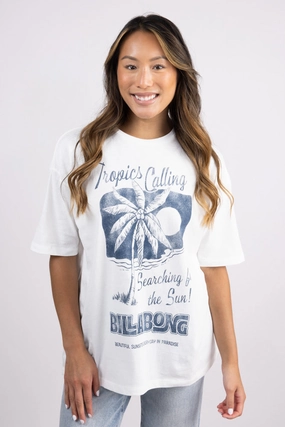 Billabong This Sun Time Oversized Graphic T-Shirt for Women in Salt Crystal | 24B353520-SCS Anti-bacterial Lightweight Style