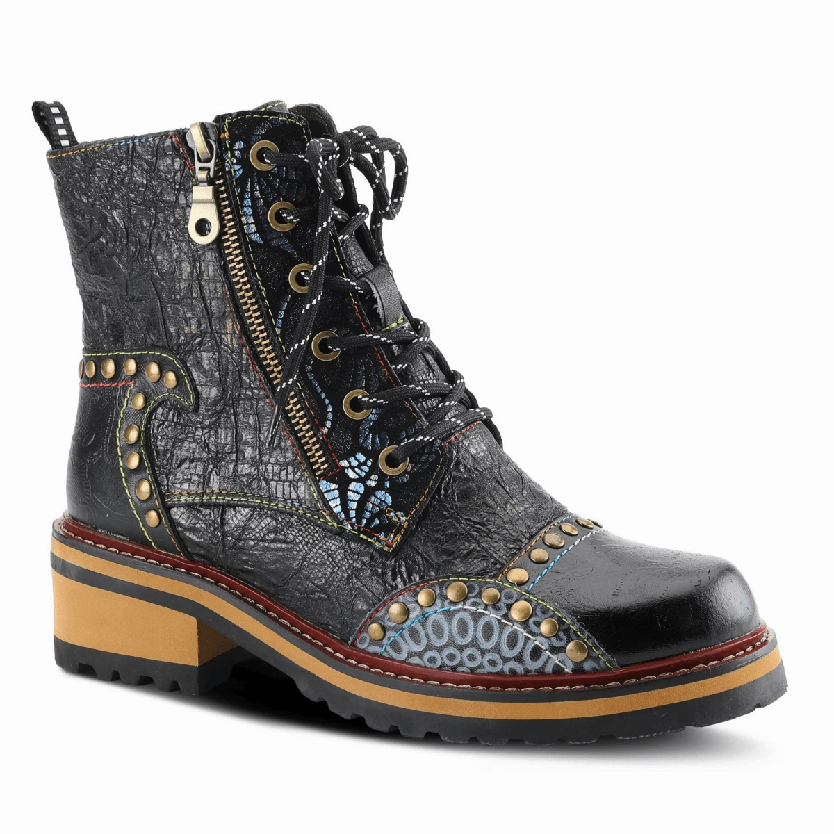 Premium Leather Eco Material Rough Trail Hiker Spring Step Women's L'artiste Rugup Black/Multicolor