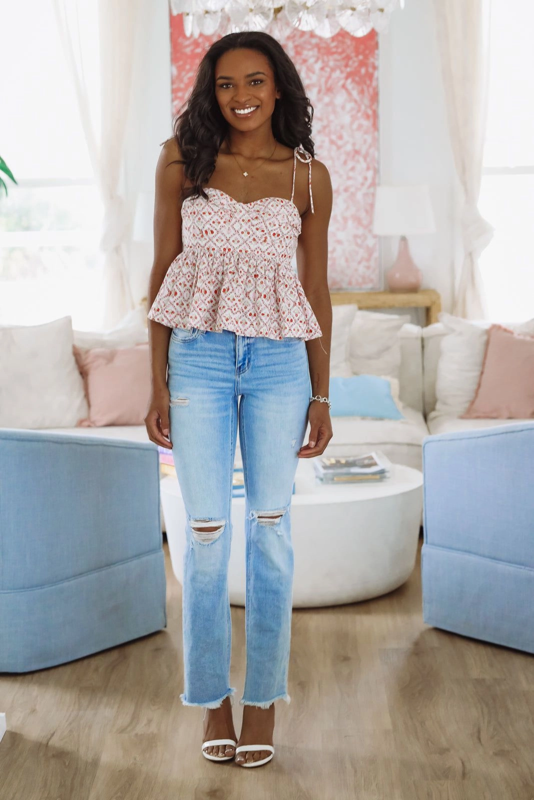 Sprinkle of Spring Babydoll Top - Red AllDay Comfort Tech AllDayComfortFit