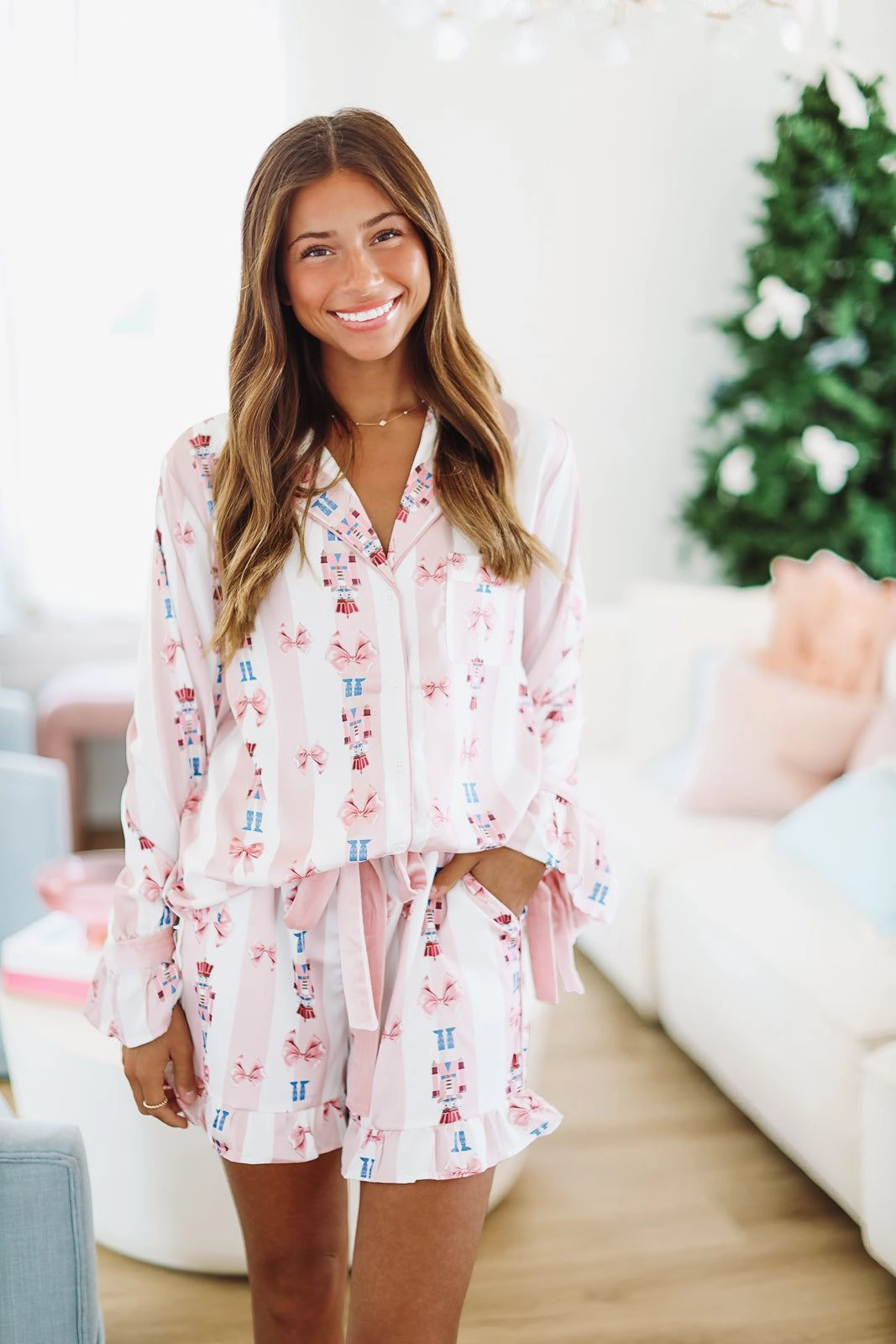 Fun Colors Quick Movement Fit Let's Get Cracking Nutcracker Pajama Shorts - Pink