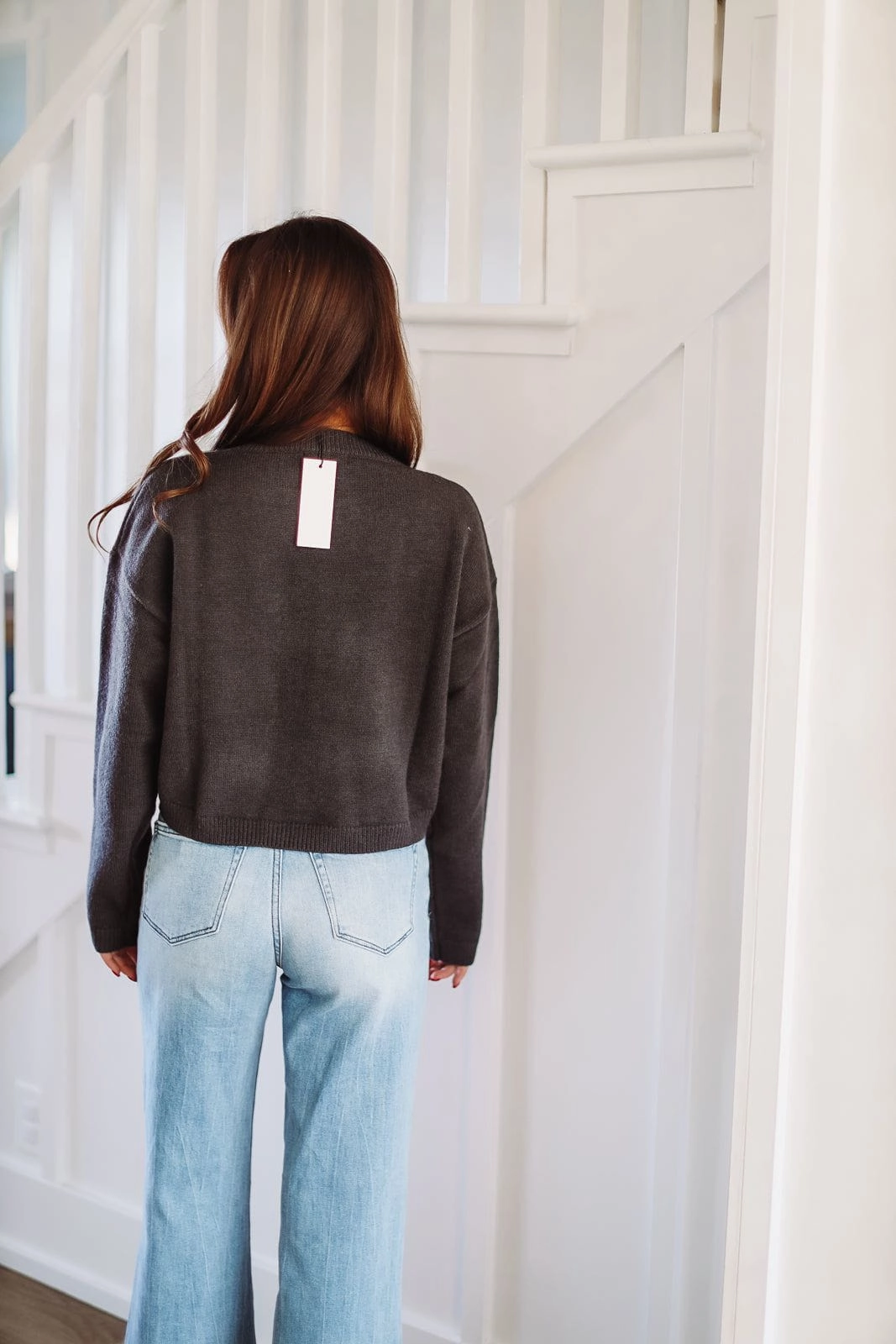 ContrastTipping Glass Half Full Sweater - Charcoal