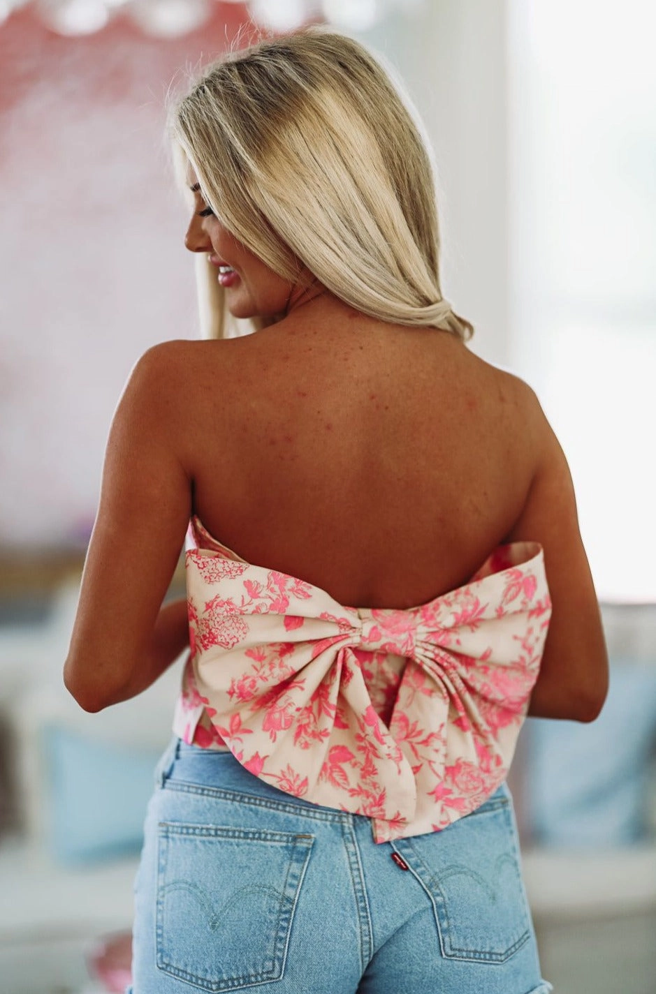 Outdoor Apparel BambooBlend Stapless Bow Crop Top - Blush Pink