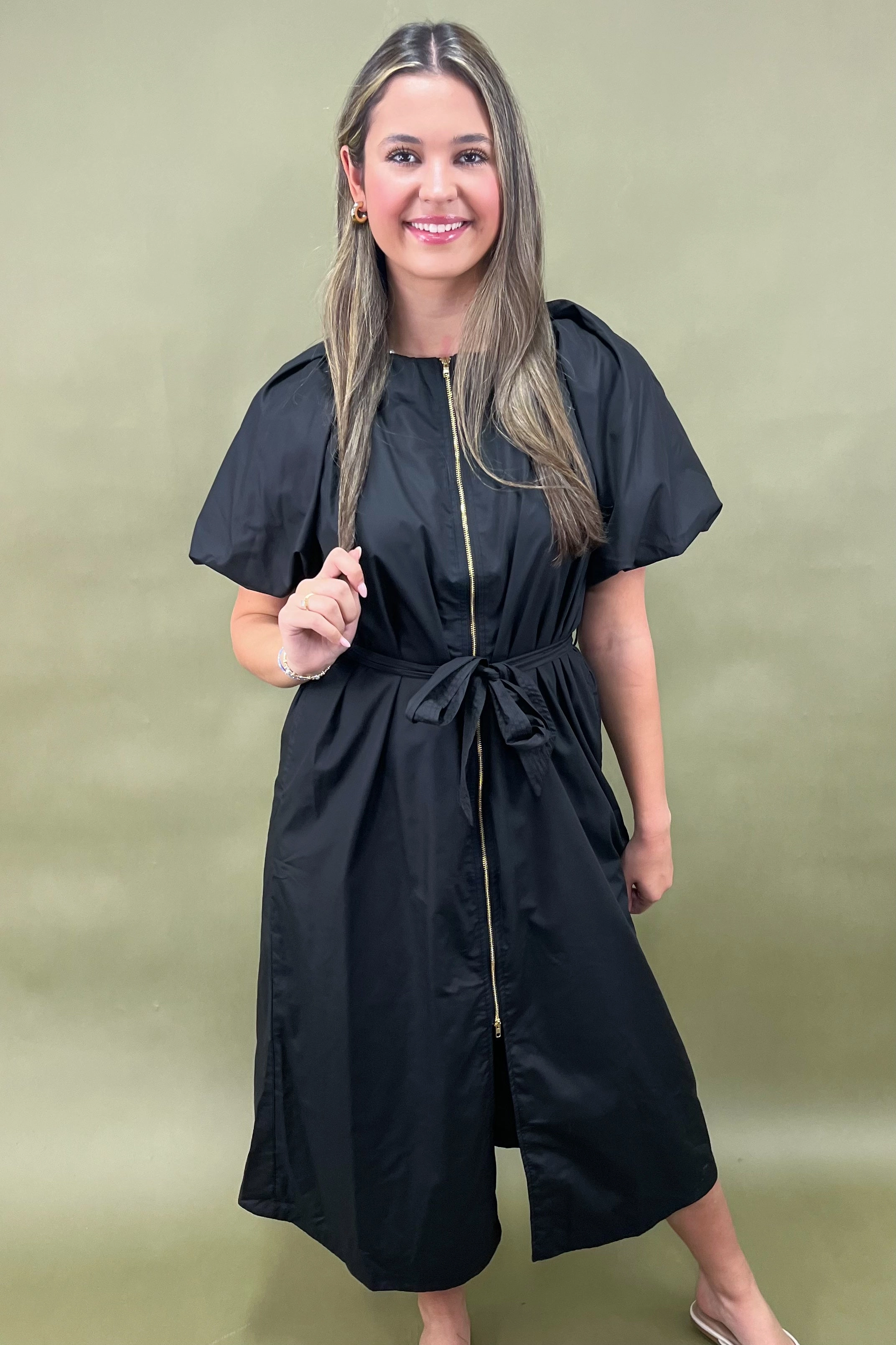 Street Edge Starlit Soir??e Zip-Up Midi Dress