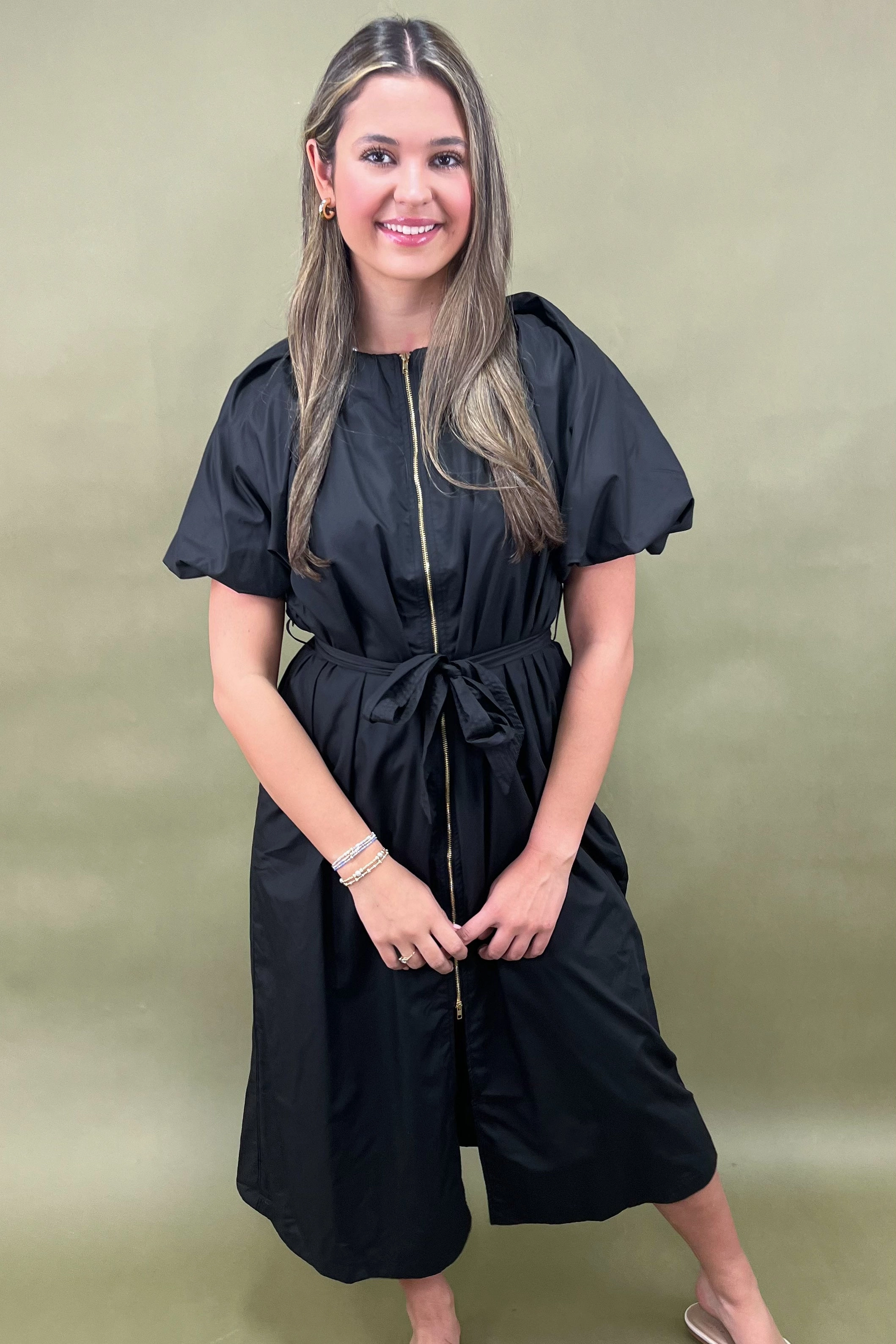 Starlit Soir??e Zip-Up Midi Dress Soft and Light Soft Mesh