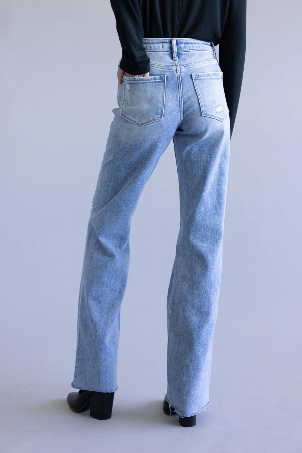 Flying Monkey High-Rise Frayed Wide Leg Jeans for Women  | F5781 Utility Style Go Out Style