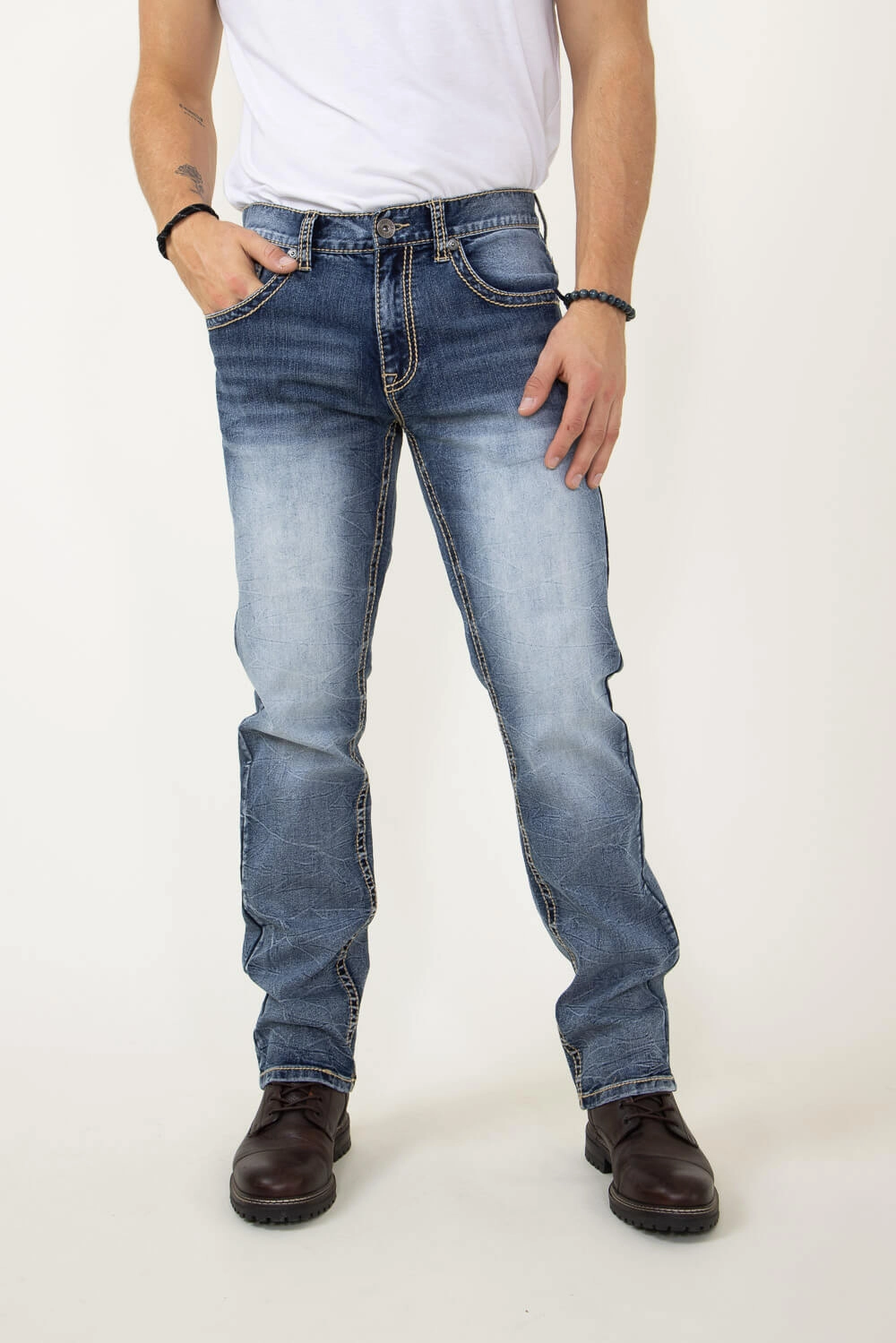 Outfit Mood Winter Warmth Durable True Luck Hiroki Straight Jeans for Men | TL21092918
