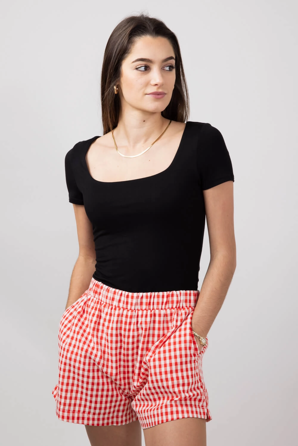 Weekend Essential Seamless Double Layer Knit T-Shirt for Women in Black | T30991-BLACK