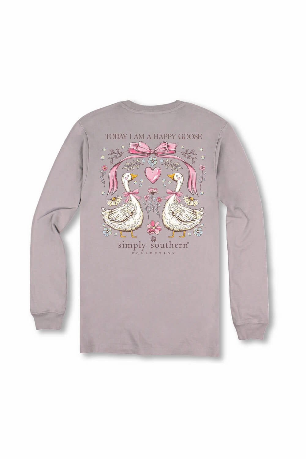 Simply Southern Happy Goose Long Sleeve T-Shirt for Women in Grey | LS-HAPPYGOOSE-DRFTWD Simple yet stylish Camping attire