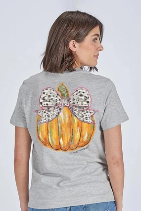 Simply Southern Bow Pumpkin T-Shirt for Women in Grey | SS-BOWPMPKN-STORMHTHR Fresh Vibes