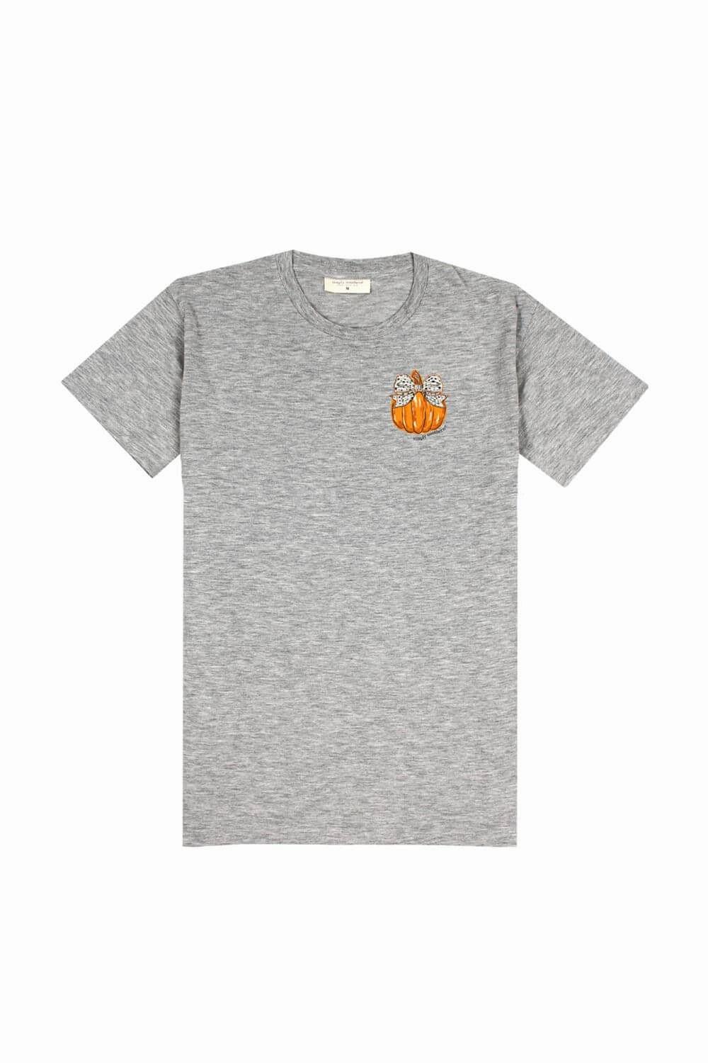 Informal charm Simply Southern Bow Pumpkin T-Shirt for Women in Grey | SS-BOWPMPKN-STORMHTHR