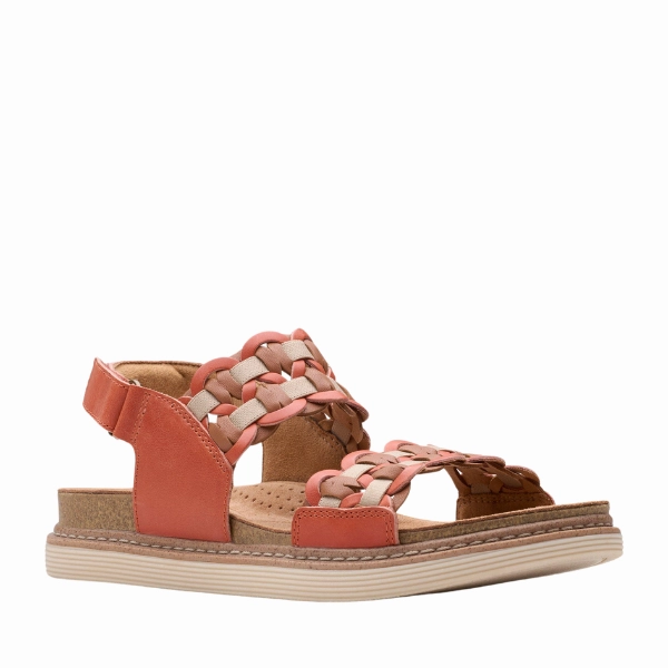 Clarks Women's Arwell Glide Wide Orange Slip On Design Foot-Friendly Shoes