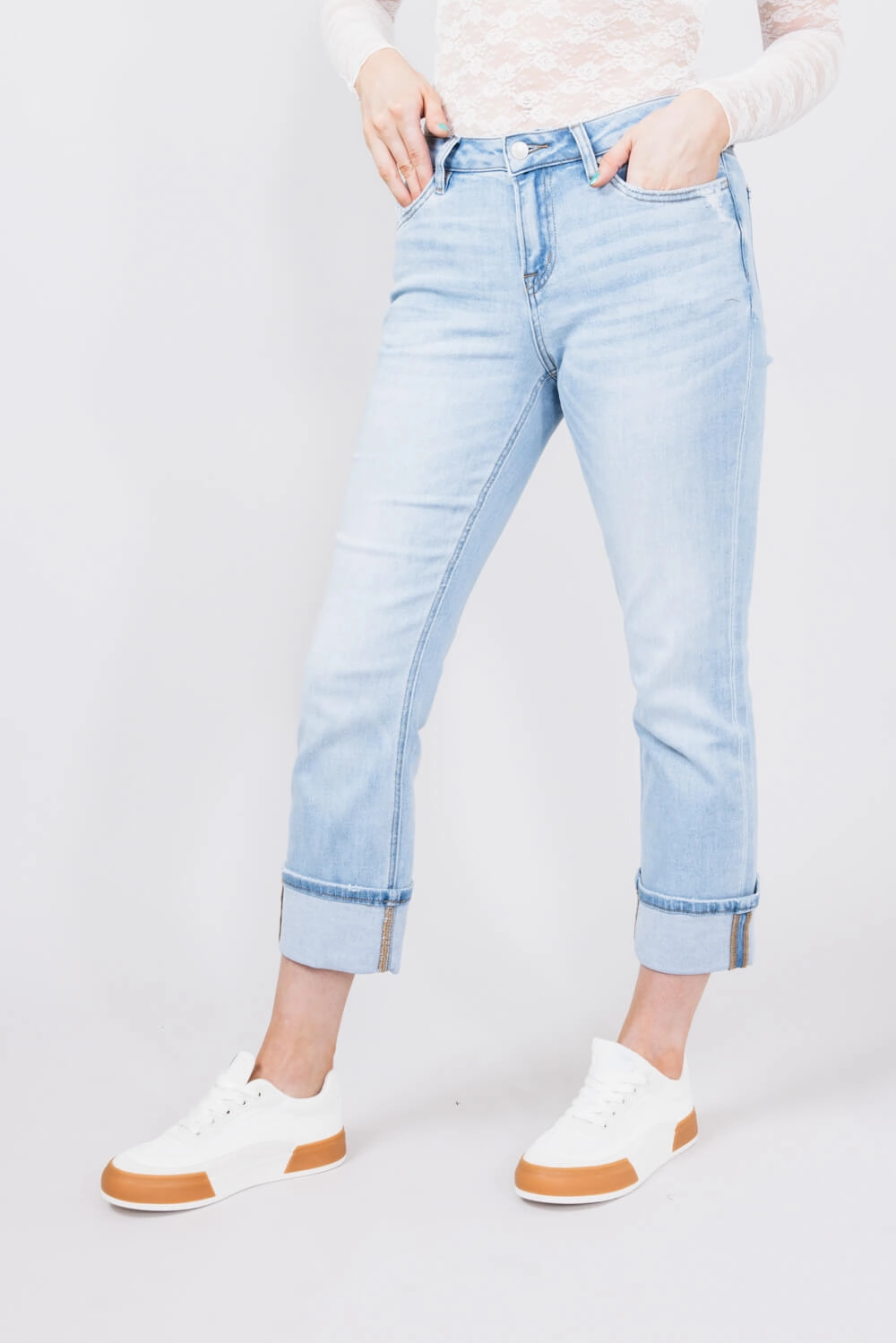 Casual Friday Urban Explorer Mica Mid Rise Cuffed Straight Jeans for Women | MDP-T3384