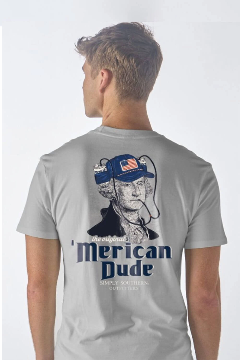 Cozy Fit Simply Southern USA George T-Shirt for Men in Grey | MN-SS-GEORGE-STORMHTHR