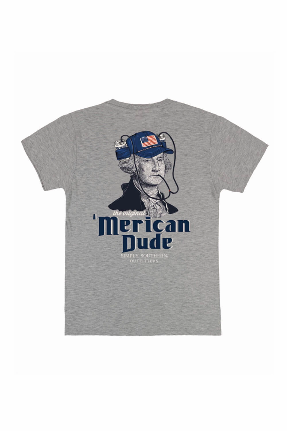 Layering Comfort Chilly Wear Simply Southern USA George T-Shirt for Men in Grey | MN-SS-GEORGE-STORMHTHR