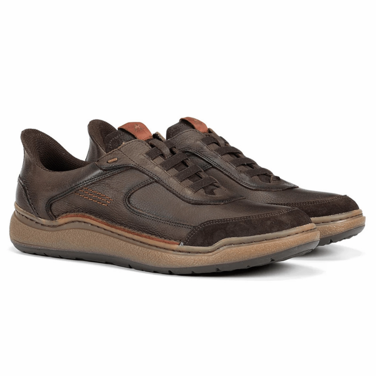 Fluchos Men's Rocky Guinea Bora Cafe/Dark Brown Leather Airflow Chamber Casual arch