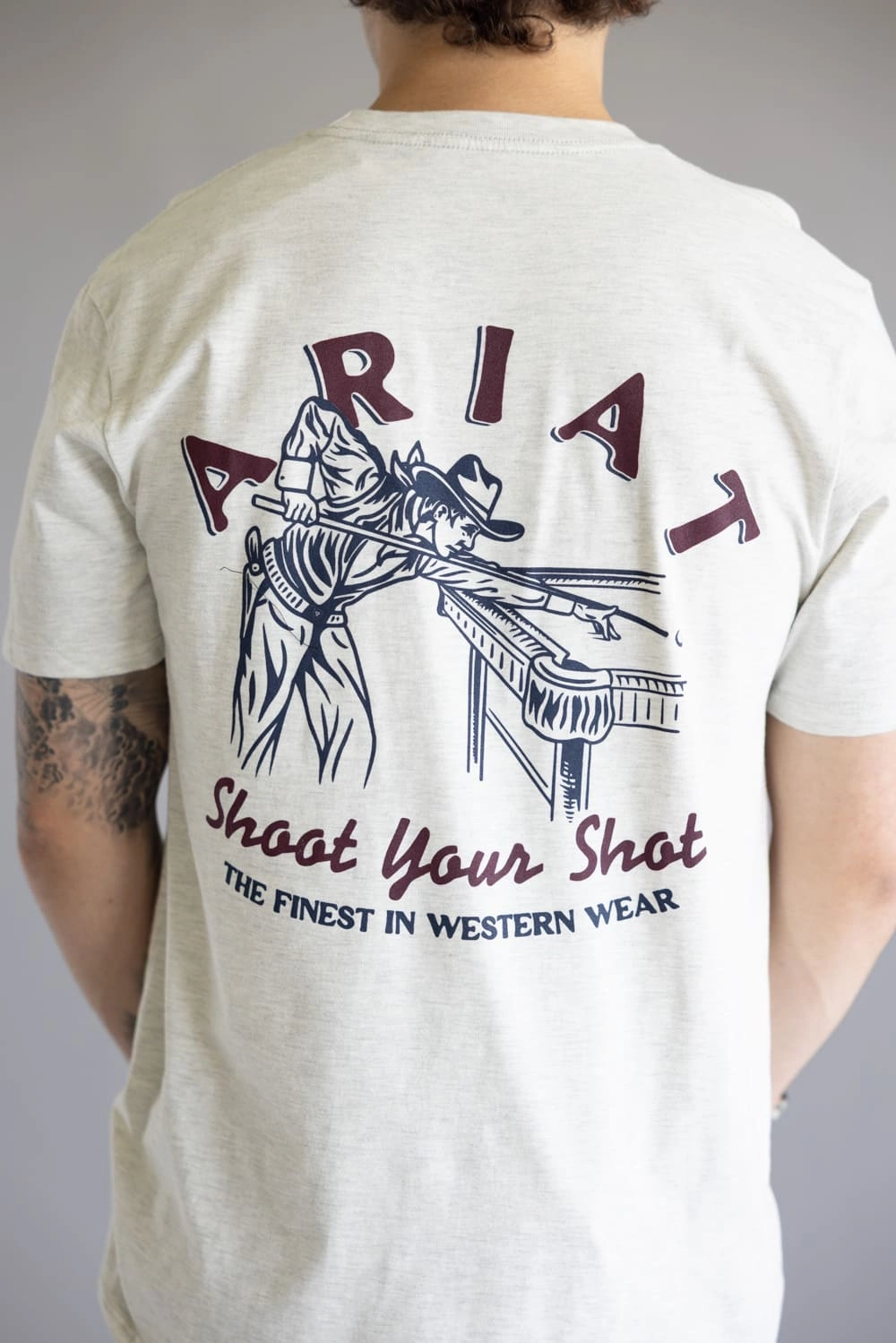 Ariat Straight Shooter T-Shirt for Men in Oatmeal | 10062412-OATMEAL Eco Friendly Dye Non Restrictive Fit