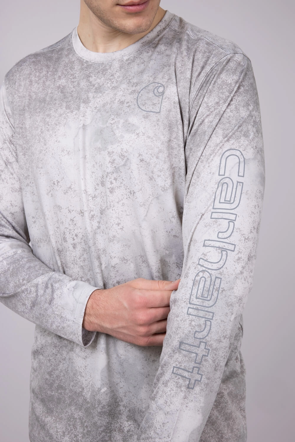 Multi Directional Stretch Comfort Apparel Carhartt Force Sun Defender Print T-Shirt for Men in Grey | 106779-EA0-LTGRY