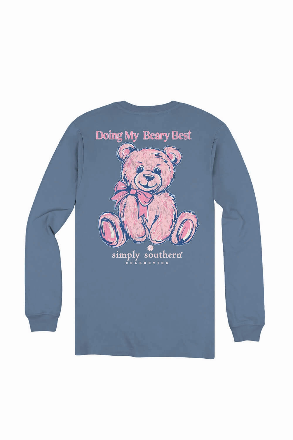 Simply Southern Doing My Best Long Sleeve T-Shirt for Women in Blue | LS-TEDDYBEST-ICELAND Layering Essential