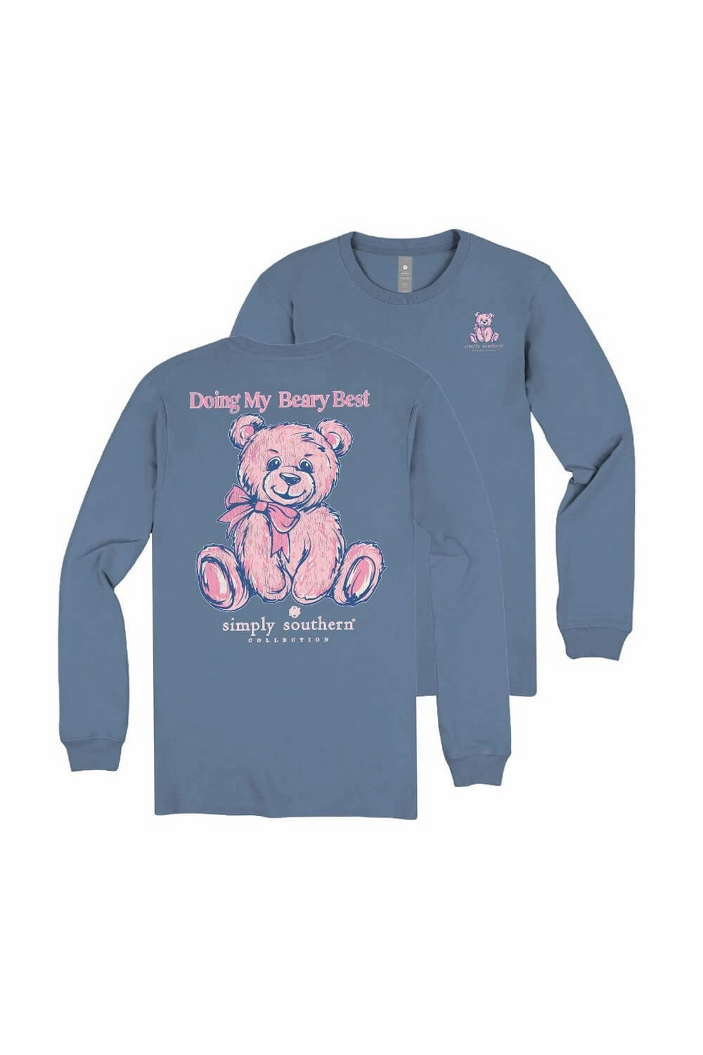 Casual Flex Wear Popular Simply Southern Doing My Best Long Sleeve T-Shirt for Women in Blue | LS-TEDDYBEST-ICELAND