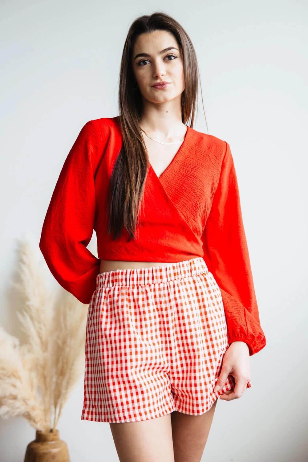 Plaid Boxer Lounge Shorts for Women in Red | PSP1142-RED Pajamas