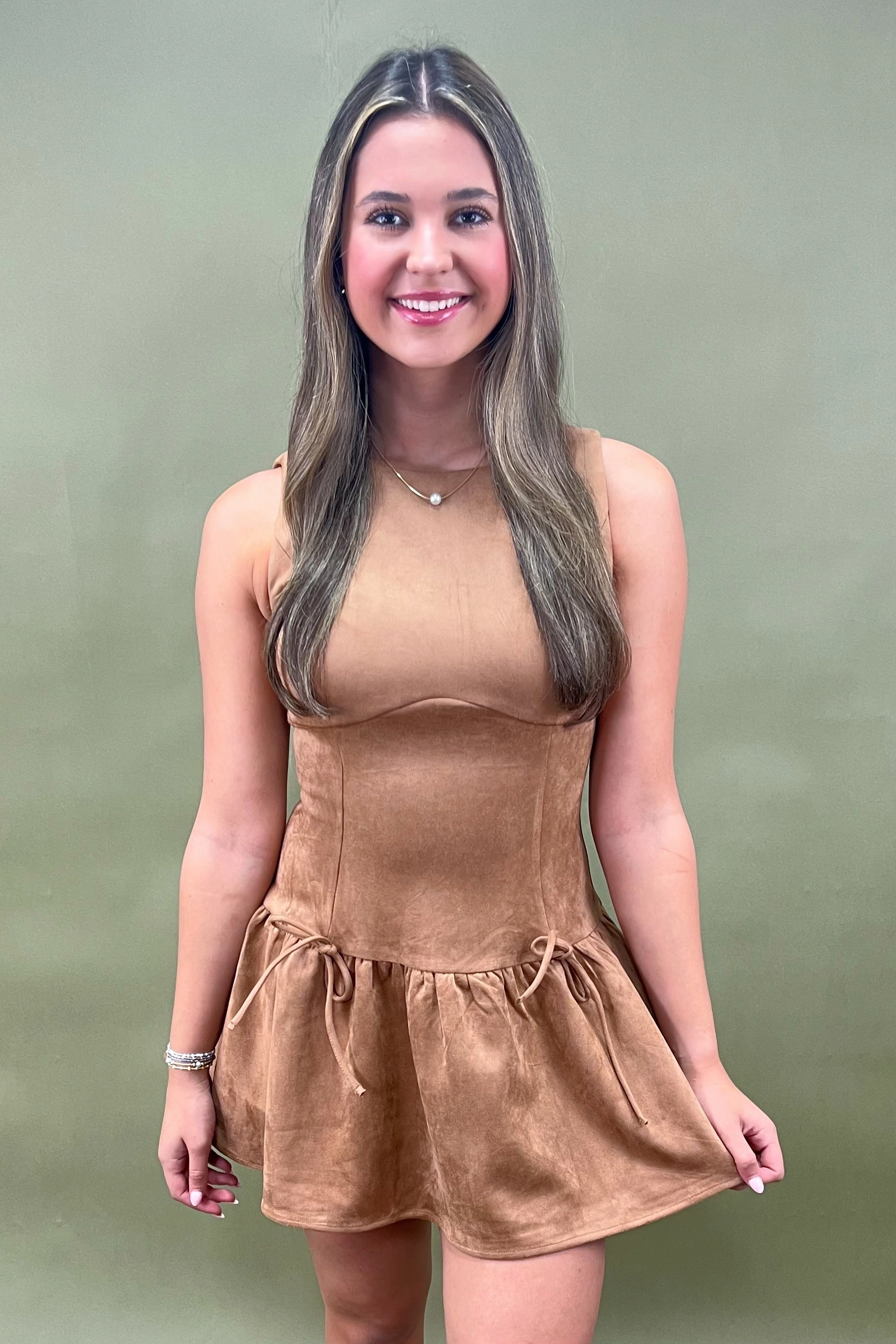 Midnight Mood Flowy-Shape Sweet & Spicy Faux Suede Dress