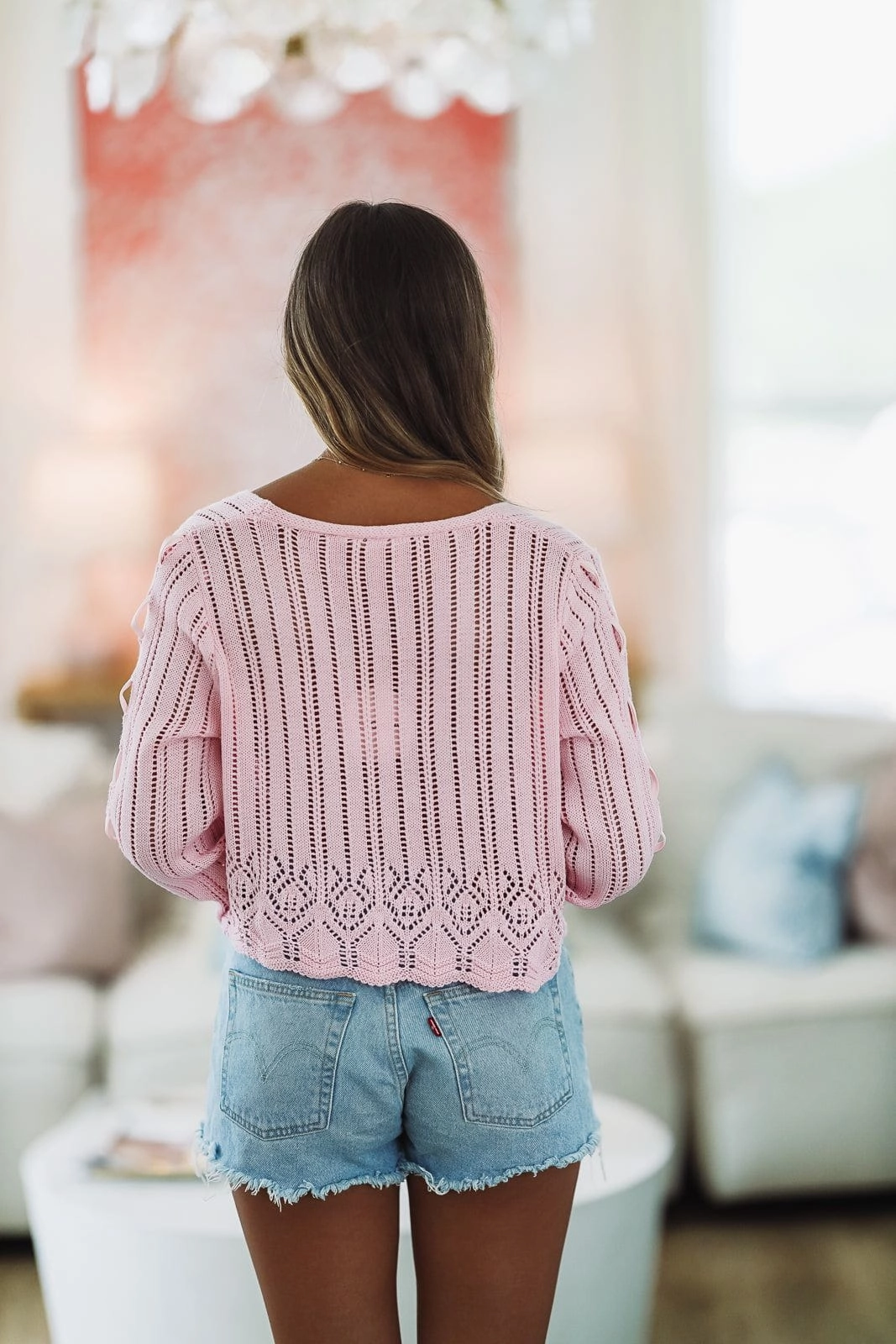 All I Need Crop Cardigan - Pink CroppedLength ZipClosure