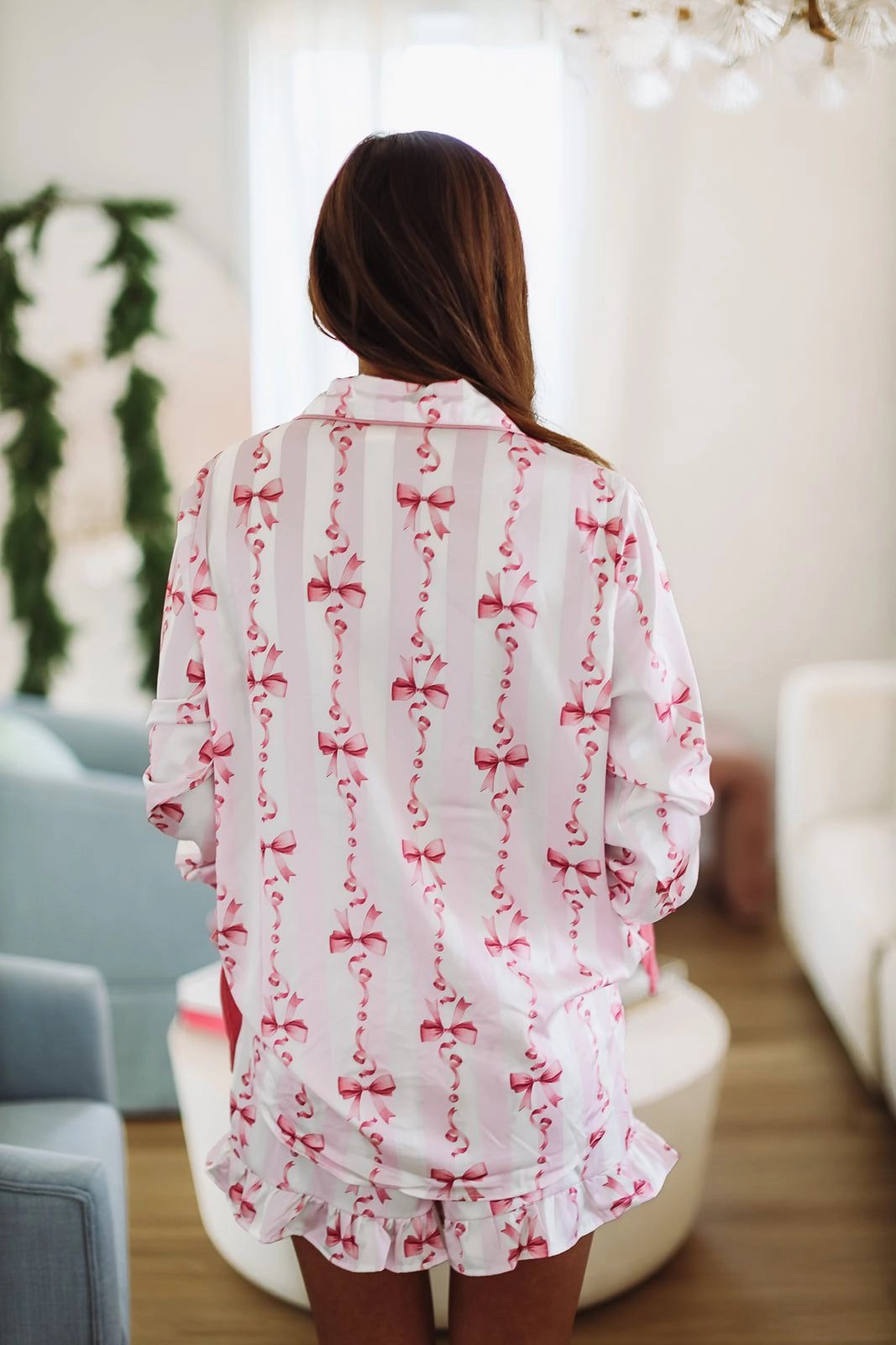 MicrofiberTech Ribbons and Bows Pajama Top - Pink