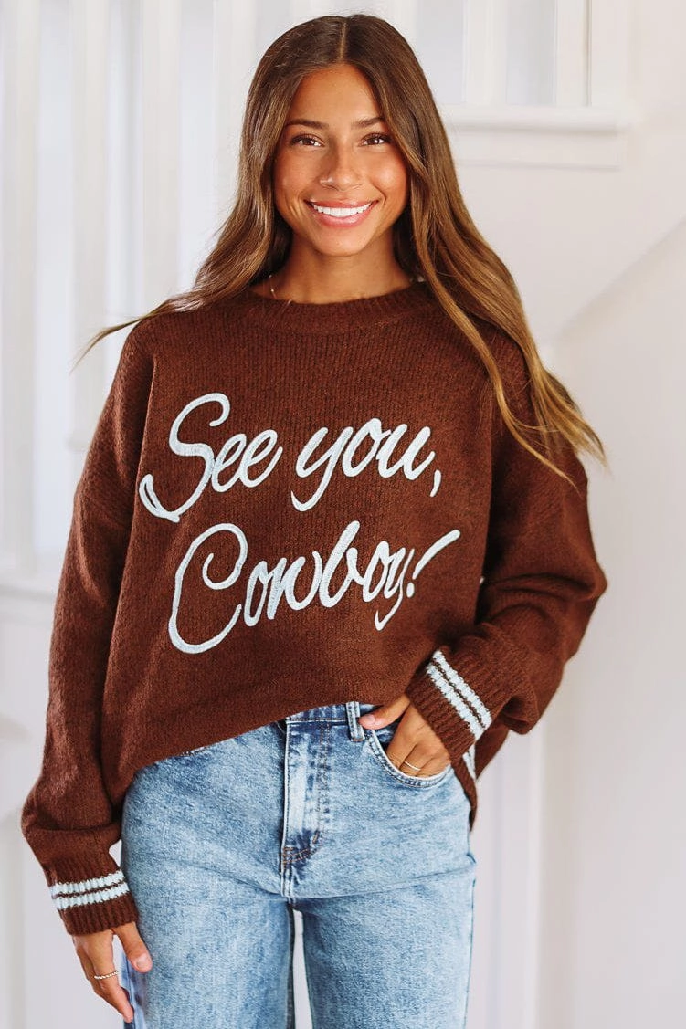 See You, Cowboy! Sweater - Brown and Blue QuickDryTechnology