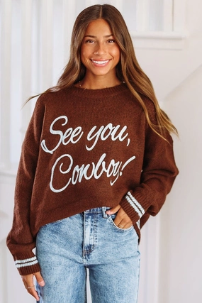 See You, Cowboy! Sweater - Brown and Blue QuickDryTechnology