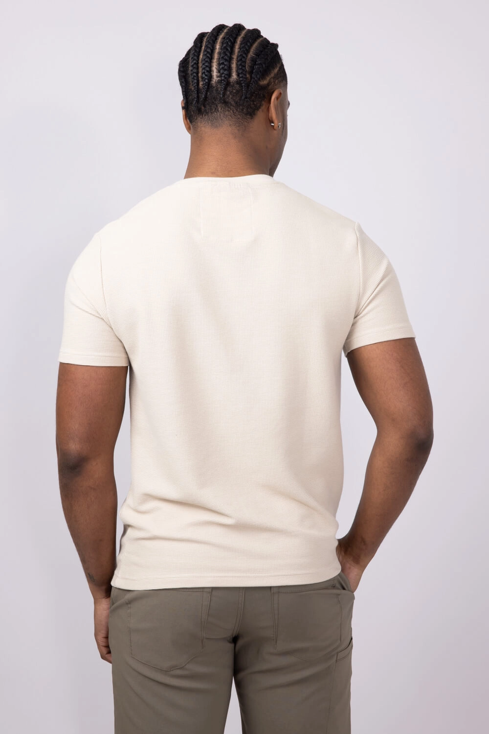 Textured Pocket T-Shirt for Men in Sand | CKTS7669-SAND Relaxed and Comfy