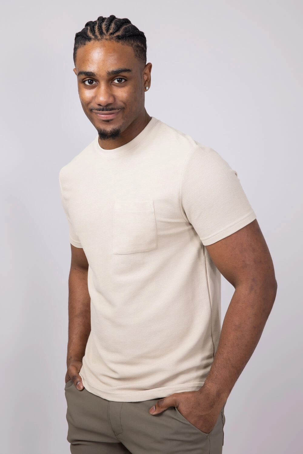 Textured Pocket T-Shirt for Men in Sand | CKTS7669-SAND Daily Comfort Style